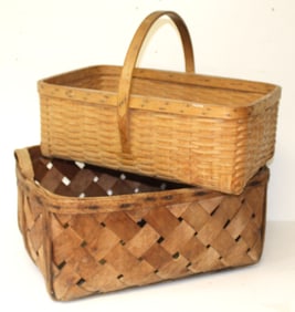 Lot of 2 large rectangular baskets - 12"x22"x16" & 13 1/2"x20"x14 1/2"