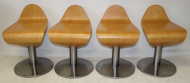 Set of 4 Mid Century Modern low surf stools - 24" tall