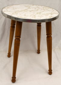 Mid Century Modern "Gerber" accent table - labeled on underside of top - 23" tall x 17 1/2" diam