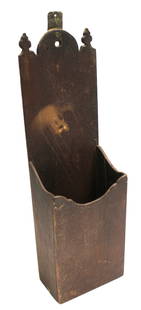 Antique wall hanging pipe box - 17" tall x 5"x3 1/2: Antique wall hanging pipe box - 17" tall x 5"x3 1/3