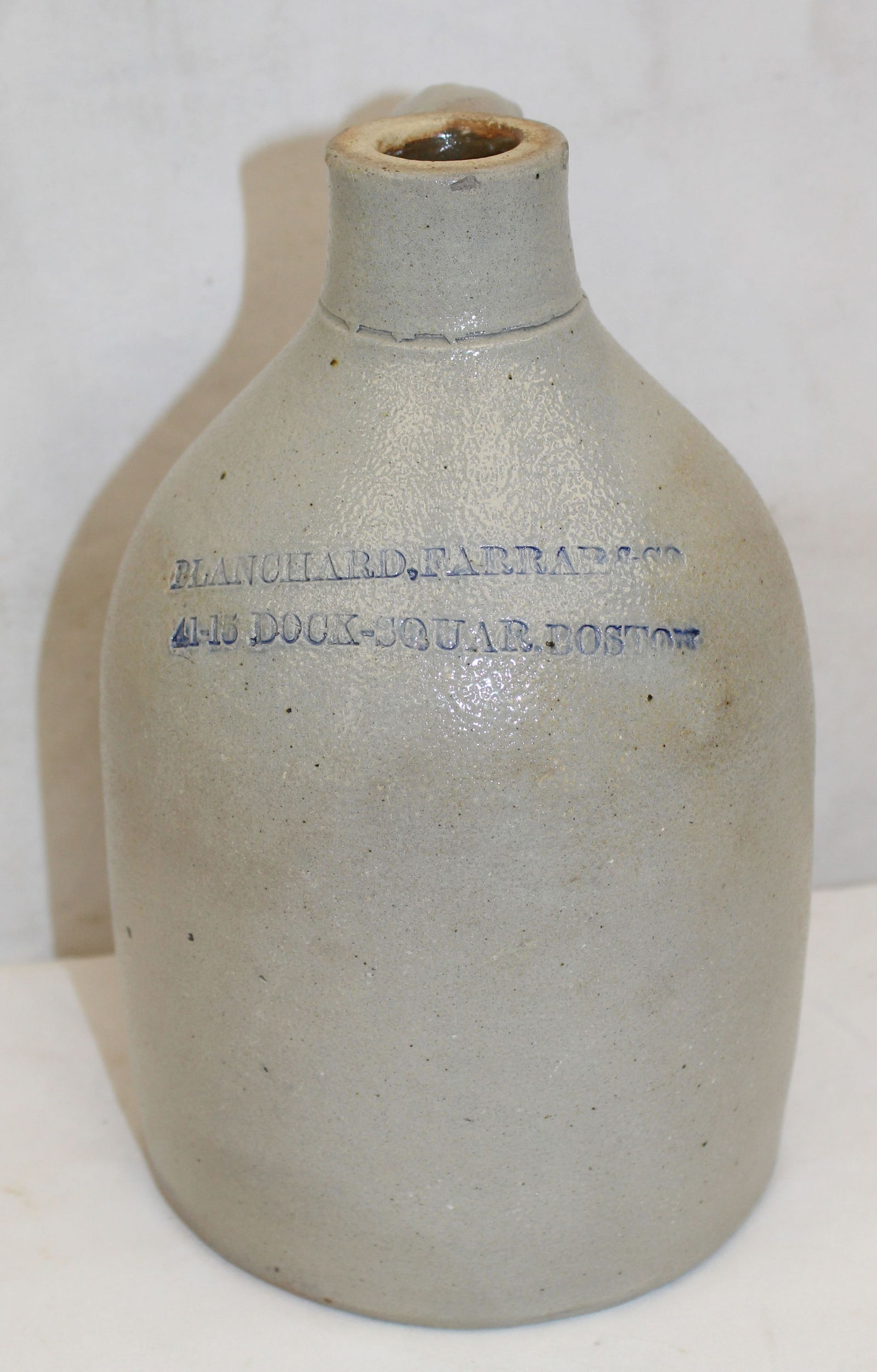 Blanchard, Farrar & Co Boston stoneware merchant's jug (1 of 5)