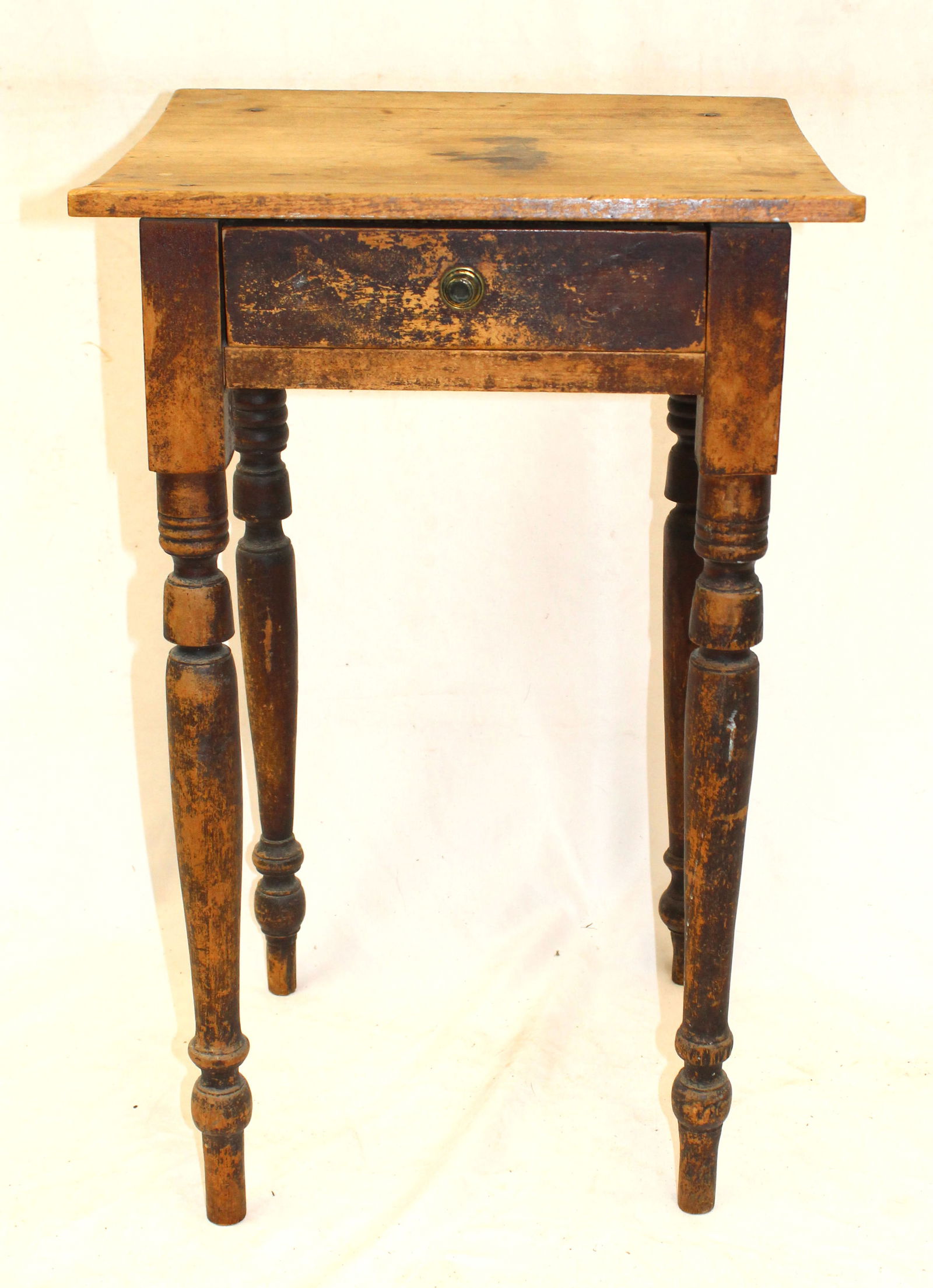 Country Sheraton 1 drawer stand w traces of Spanish Brown paint (1 of 5)