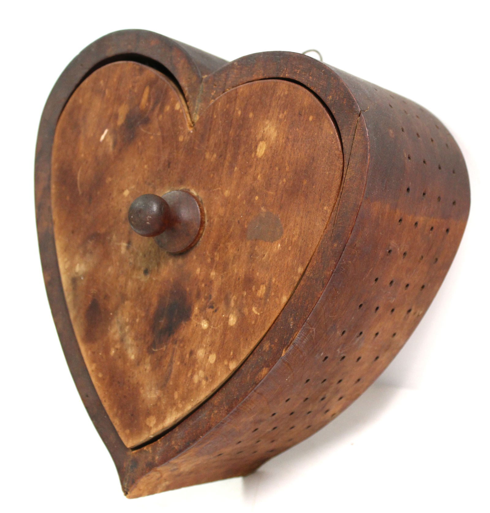 Antique heart form cherry cheese box  - 6 1/2" tall x 7"x6 1/2" (1 of 7)