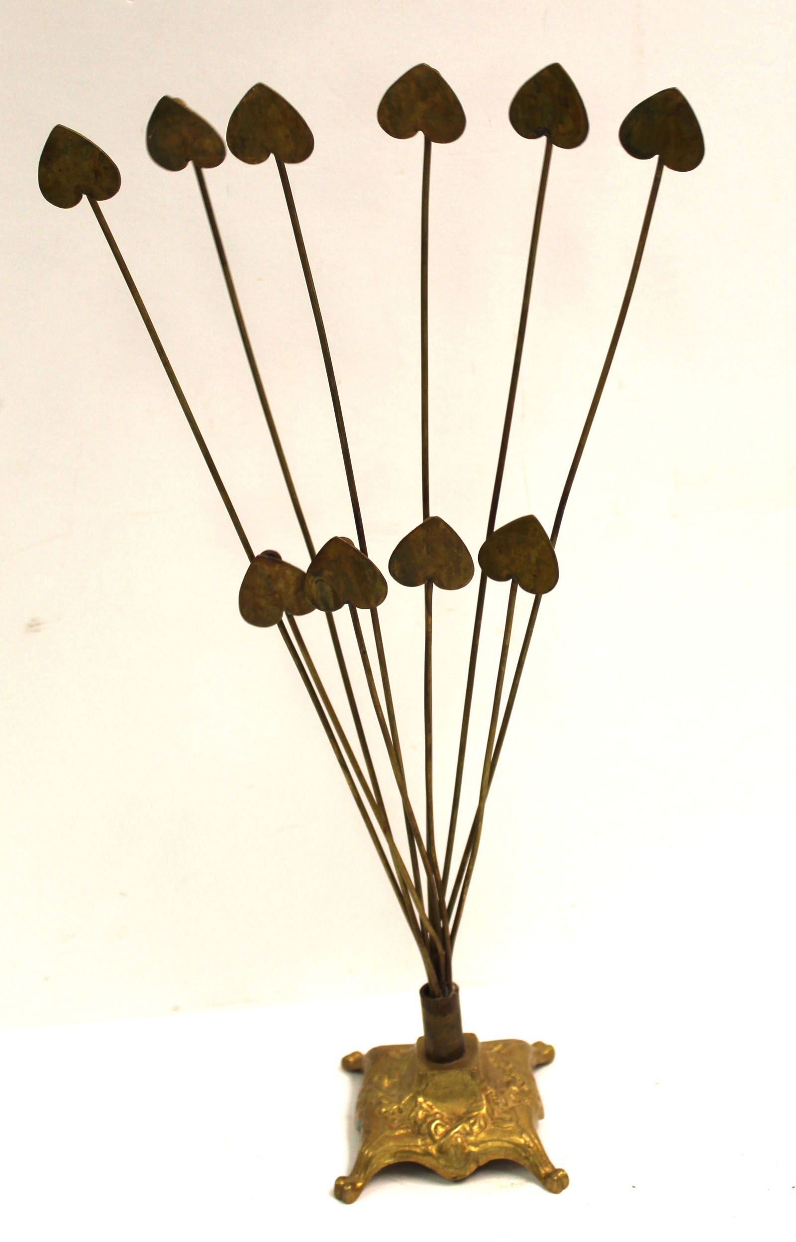 Antique heart motif brass memo holder - 13 1/2" tall (1 of 5)