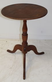 Antique round top QA candlestand - 24" tall x 17 1/4" diam