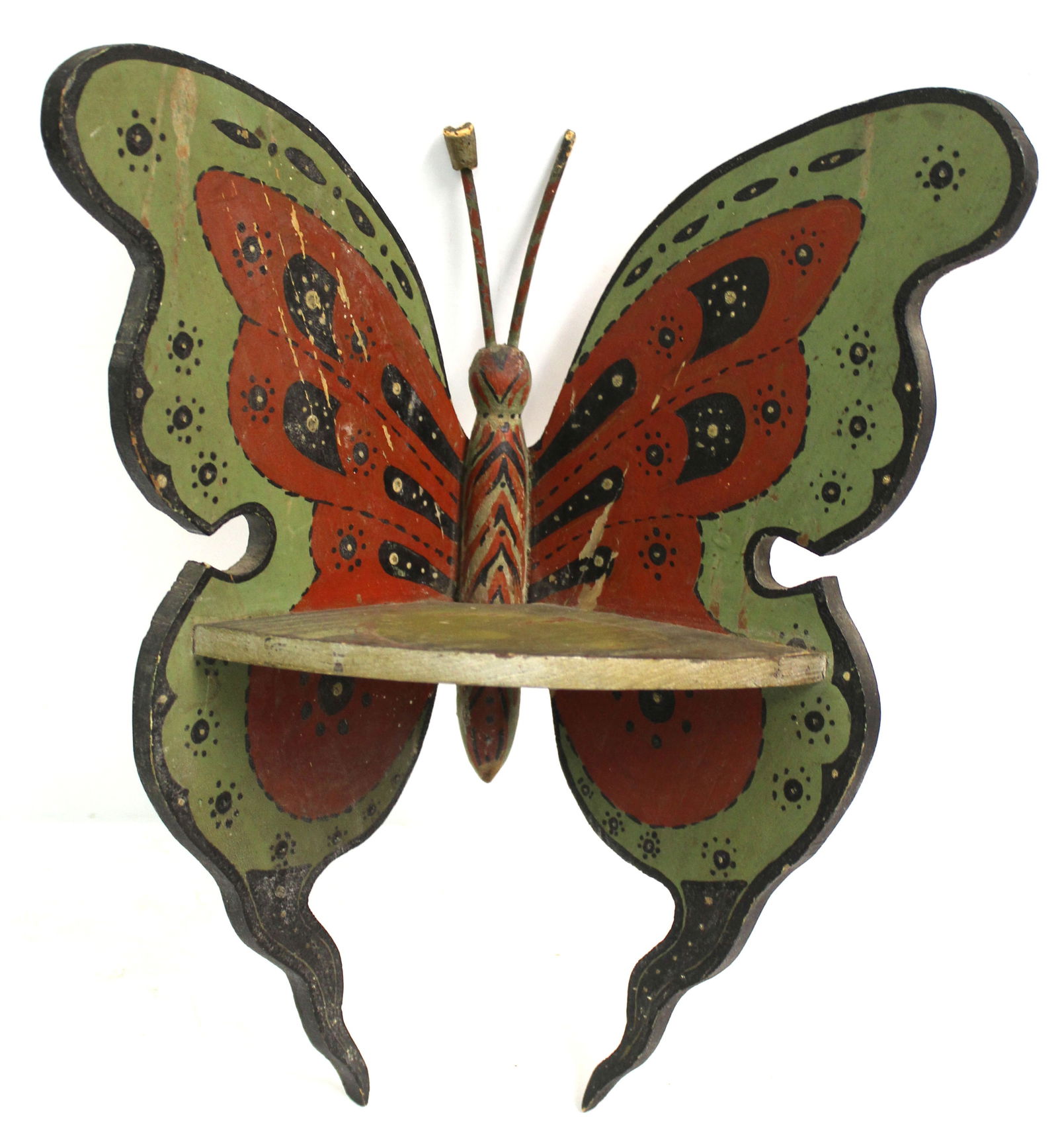 Small wooden painted butterfly corner wall shelf - 12" tall x 10" wide x 5" deep (1 of 7)