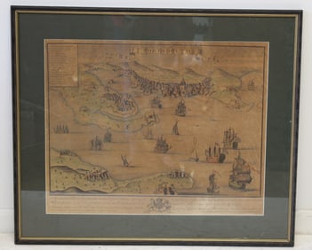 Antique large framed map of Portsmouth - 26"x31"