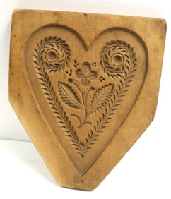 Antique heart motif cookie mold -10 1/2"x9 1/2"x1"