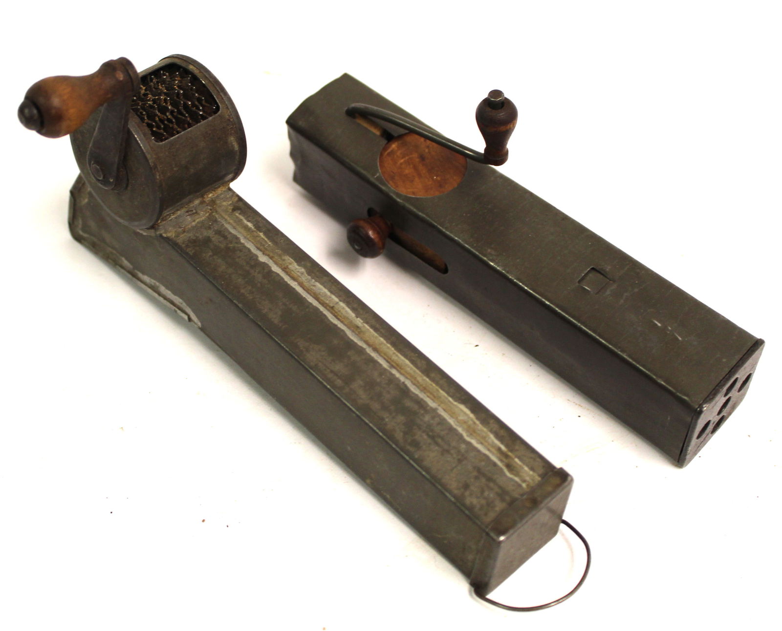 Lot of 2 antique nutmeg graters - 6" & 6 3/4" (1 of 5)