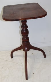 Antique spider leg candlestand w rectangular top and nicely turned shaft - 28" tall x 26"x16 3/4"
