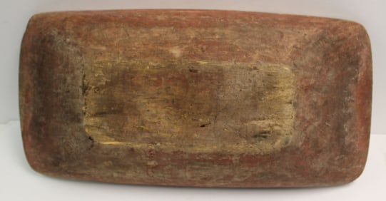 Large antique wooden trencher in red paint - 5" tall x 29"x13 1/2"