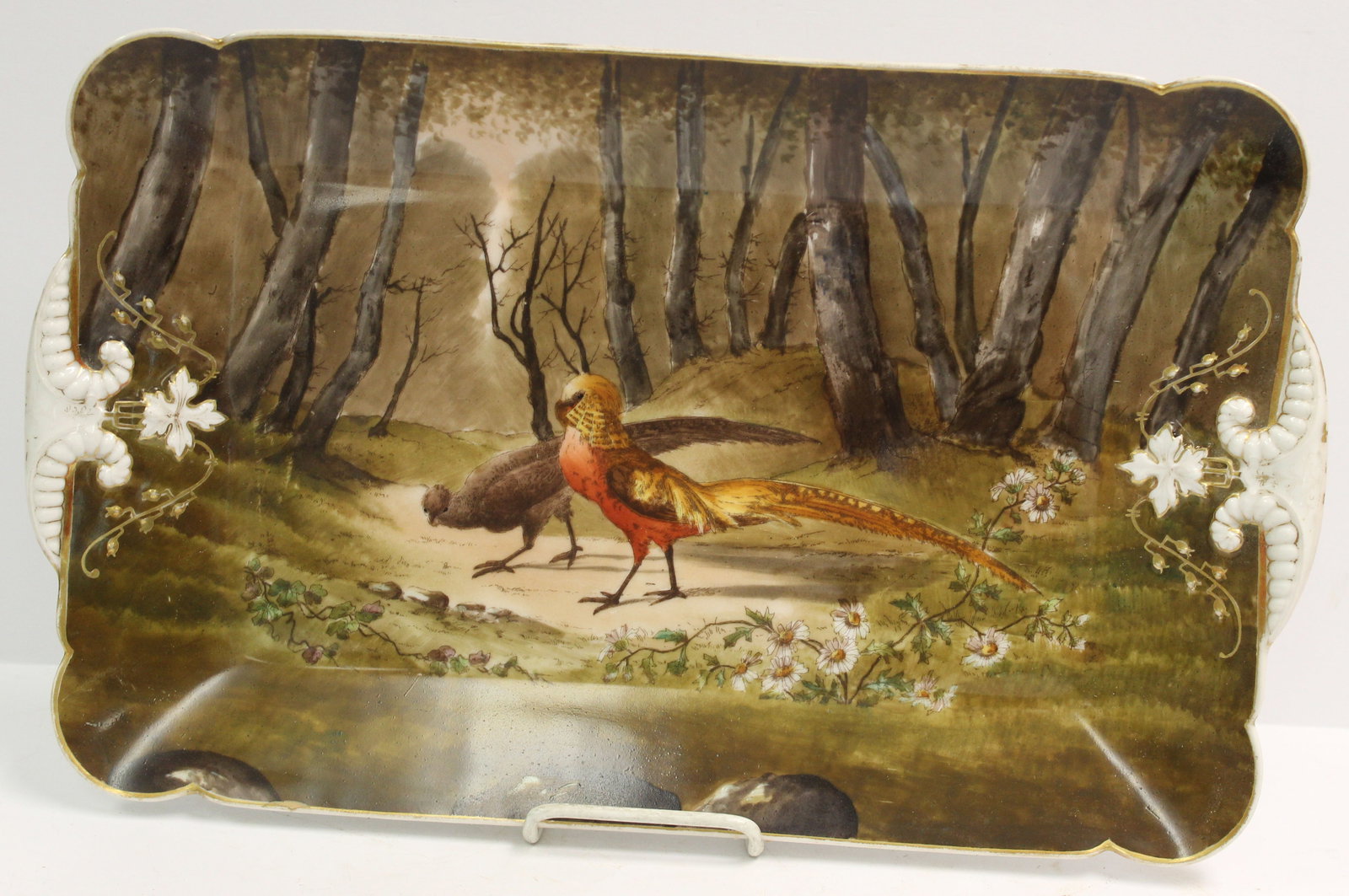 Antique Limoges platter w pheasant motif - marked CFH GDM (Charkes Field Haviland - Gerard,: Antique Limoges platter w pheasant motif - marked CFH GDM (Charkes Field Haviland - Gerard, Dufraisseix & Morel) - 12"x19"