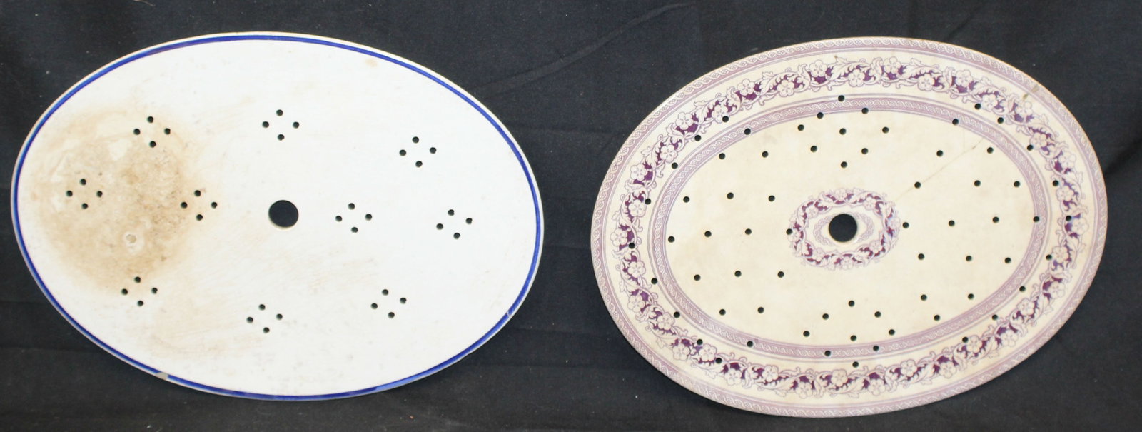 Lot of 2 antique ironstone meat drains - 14"x10": Lot of 2 antique ironstone meat drains - 14"x10"
