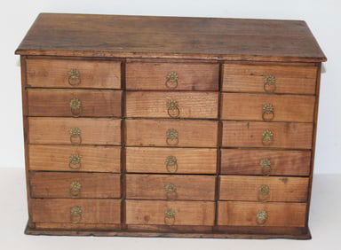 Antique 18 drawer spice box - 12" tall x 18"x9"
