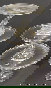 Lot of 3 antique glass cake stands - 6 1/4"x8" diam, 7 1/4"x11" diam & 7"x10" diam: Lot of 3 antique glass cake stands - 6 1/4"x8" diam, 7 1/4"x11" diam & 7"x10" diam