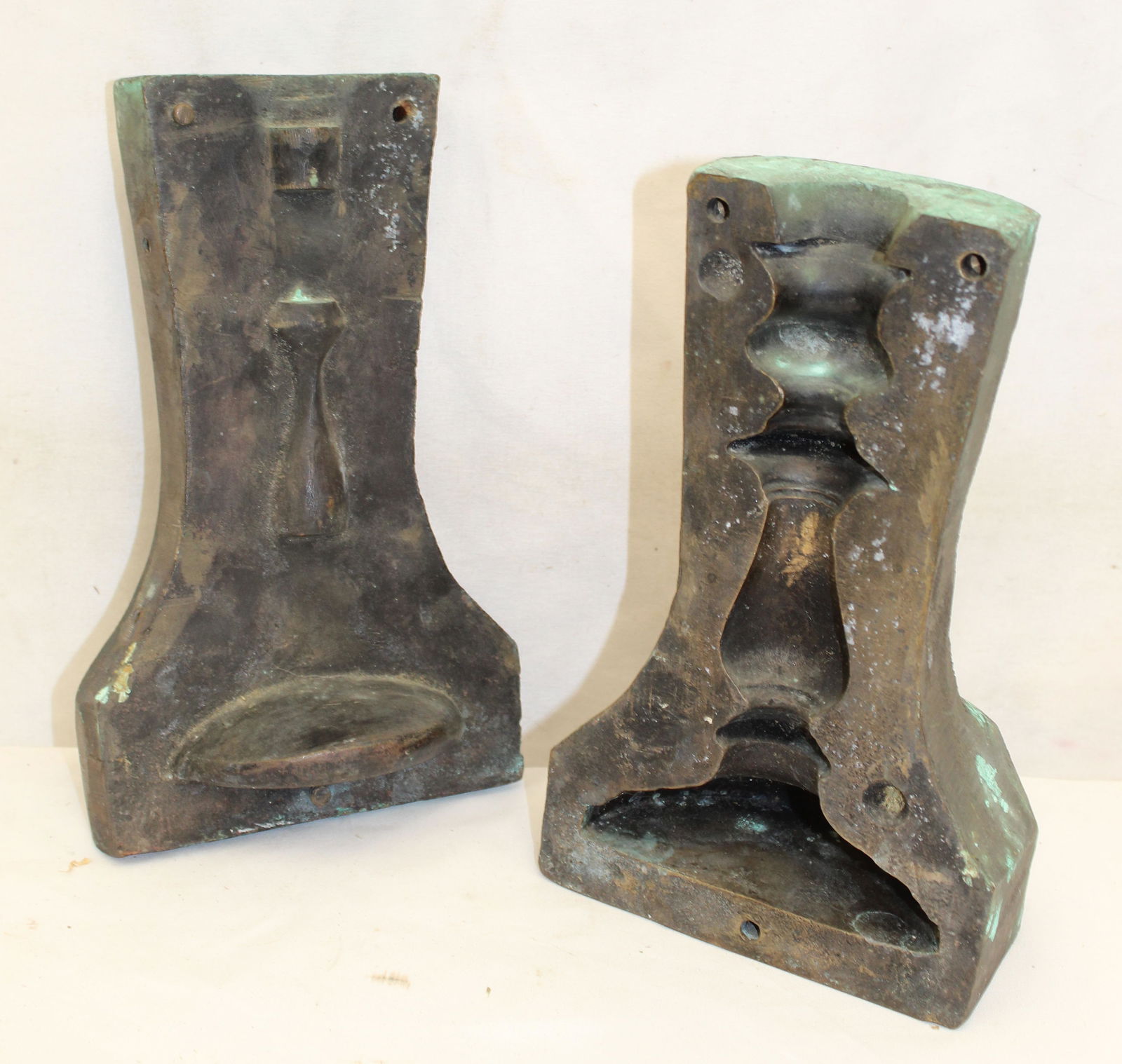 Antique heavy pewter candlestick mold - 8 1/2"x5"x3 1/2" (1 of 4)