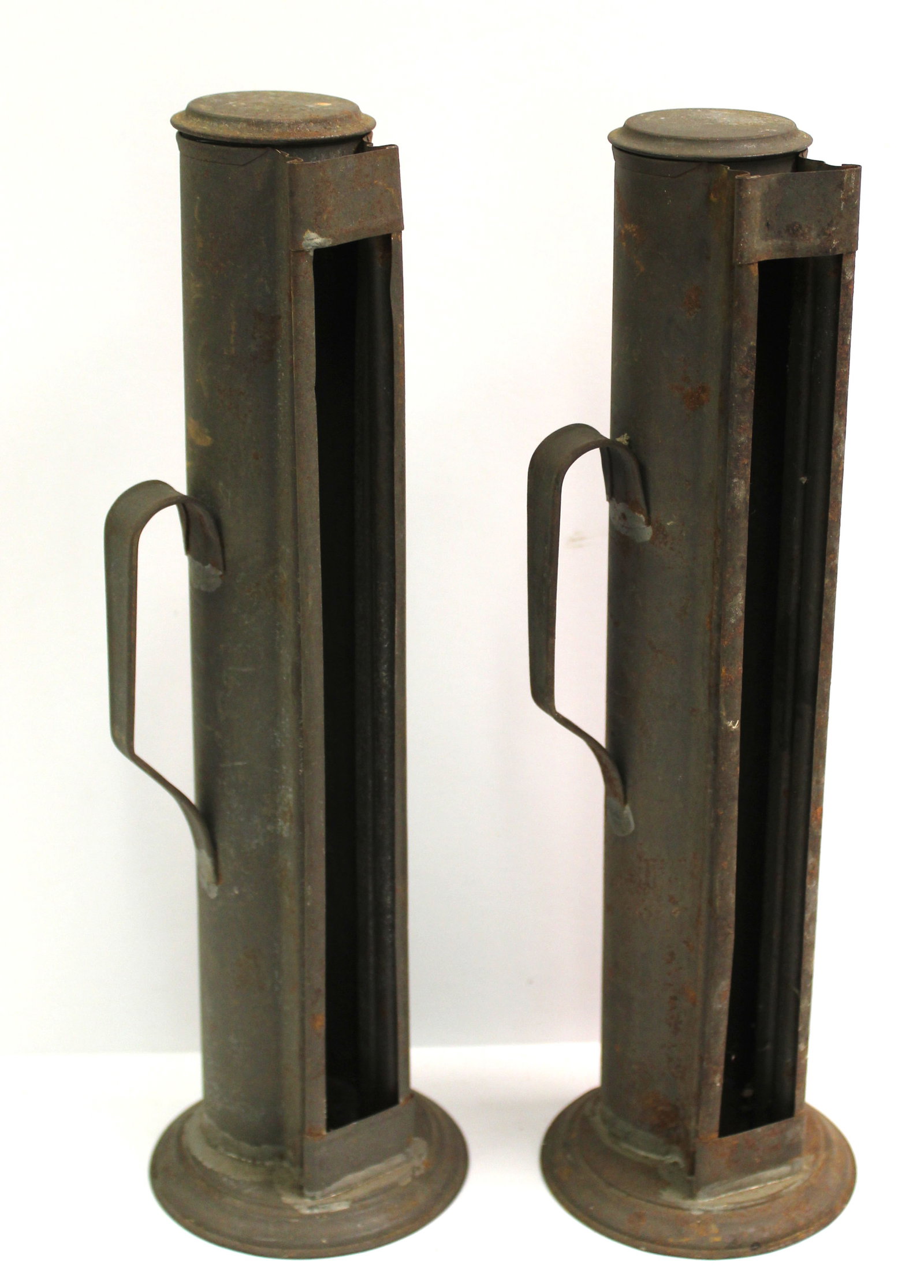 Pr of antique tin candy or candle molds - 11 1/4" tall: Pr of antique tin candy or candle molds - 11 1/4" tall