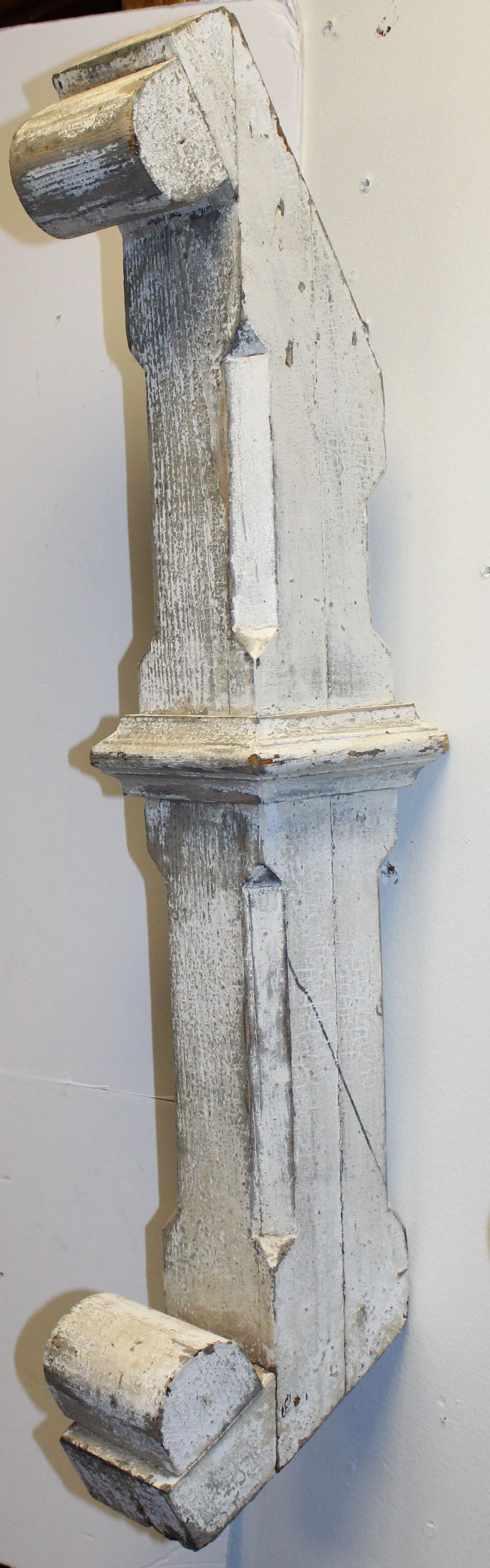 Antique wooden painted white architectural wall hanging - 28" tall (1 of 6)