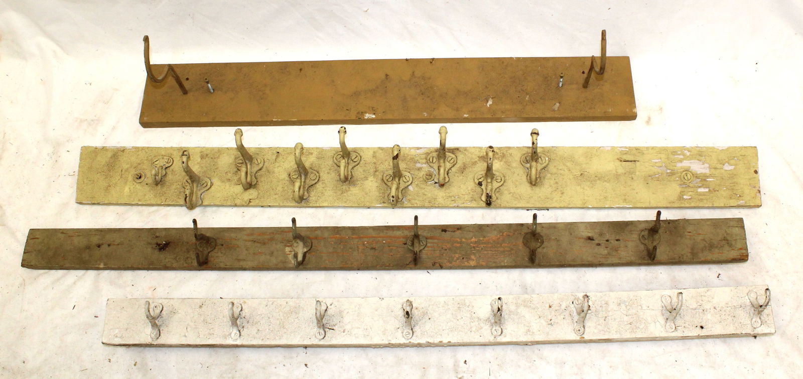 Lot of 4 wooden wall hanging racks w metal hooks - 34"-47" long (1 of 6)