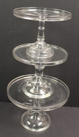 Lot of 3 antique glass cake stands - 5"x6 1/2" diam, 5 1/2"x6 1/2" diam & 5 1/2"x8 1/4" diam