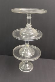 Lot of 3 antique glass cake stands - 7"x8 1/2" diam, 6 3/4"x9 1/2" diam & 7"x9 1/4" diam