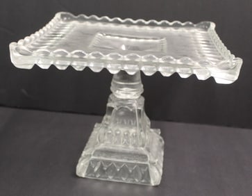 Antique square glass cake stands - 7 1/4" tall x 9 1/2" square