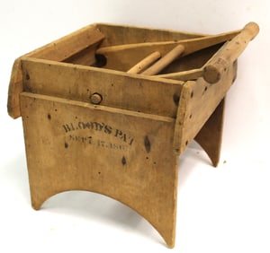 Antique wooden table top butter churn - 10"x10 1/2"x9 1/2"