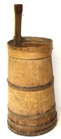 Antique wooden butter churn bucket - 28" tall x 10" diam