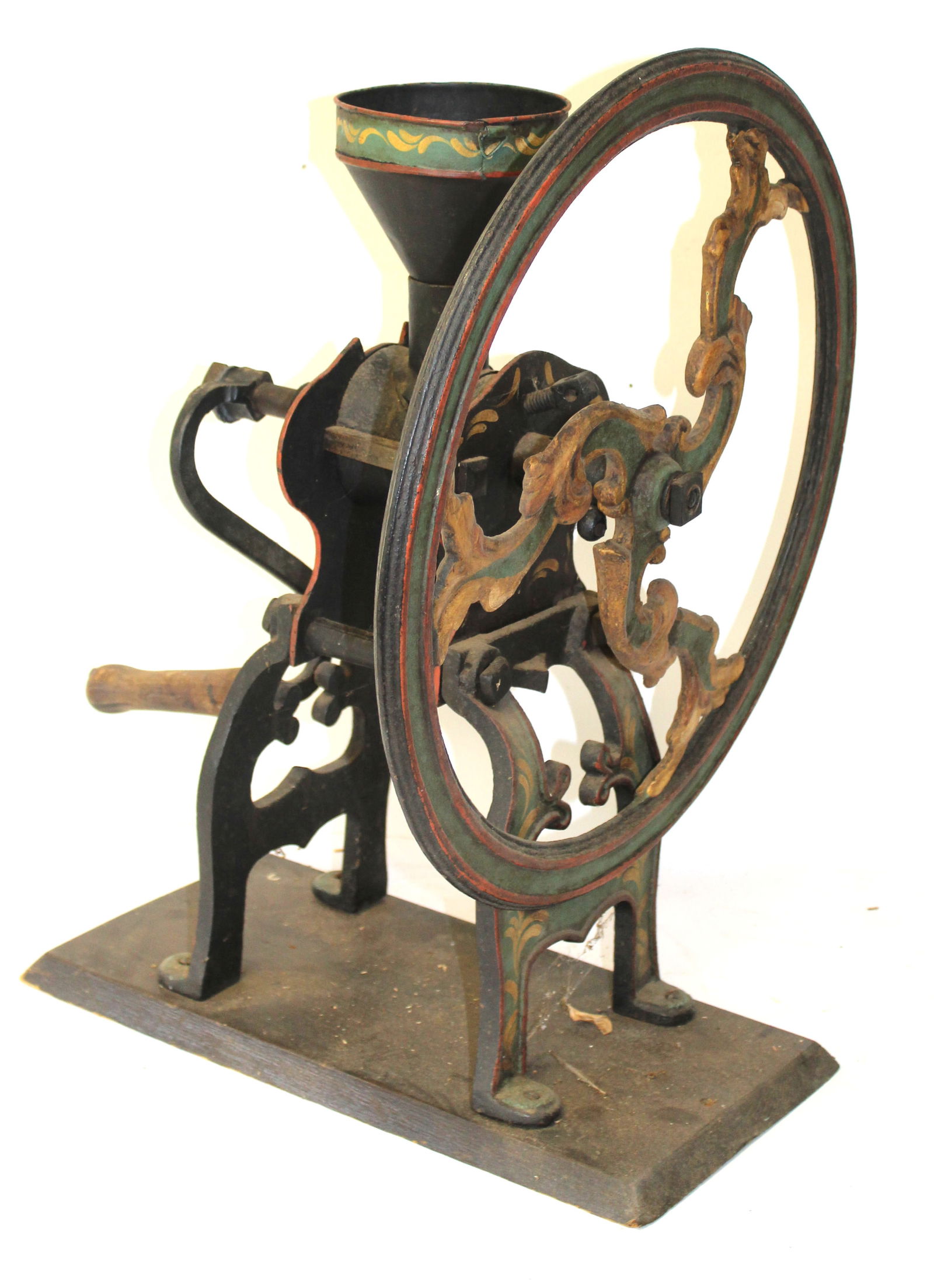 Large antique coffee grinder - as found - 26" tall x 18" wide x19" deep (1 of 8)