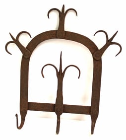 Forged iron wall hanging implement holder - 8 1/2"x8 3/4"