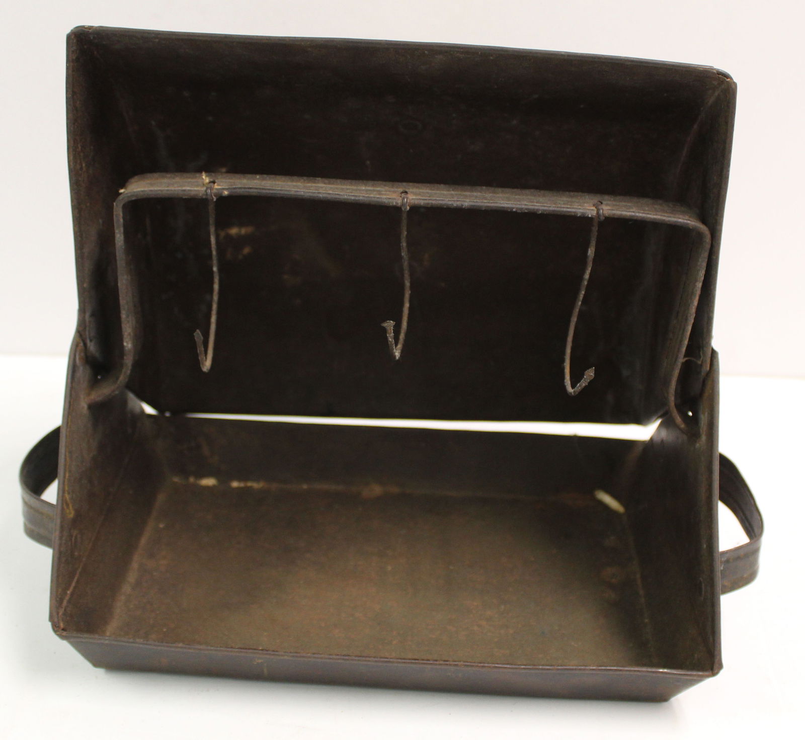 Antique tin small bird roaster - 9" tall x 12" wide x 7" deep (1 of 4)