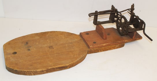 Antique wood & iron apple peeler/corer - 23"x7"