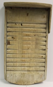 Antique wooden wash board w good wear - 22 1/4"x12 1/4"