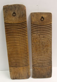 Lot of 2 antique wooden wash boards incl 1 w paint dec - 20 1/2"x6"
