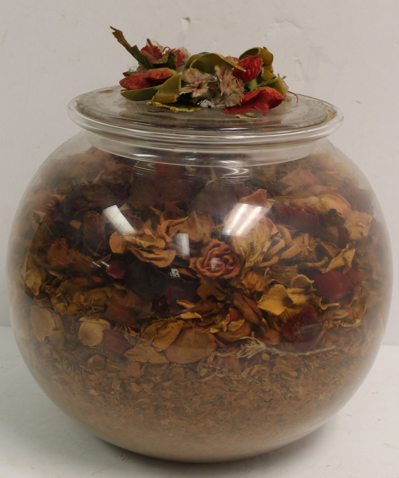 Large round glass apothecary jar w lid - 12" tall x 11" diam (1 of 4)