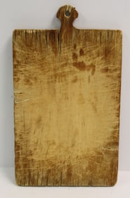Antique wooden bread/cutting board w lollipop handle - 13"x7 1/2"