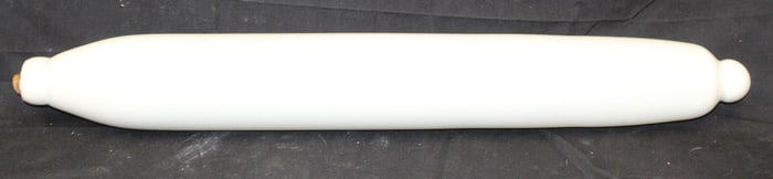 Large antique milk glass rolling pin/salt flask - 29" long
