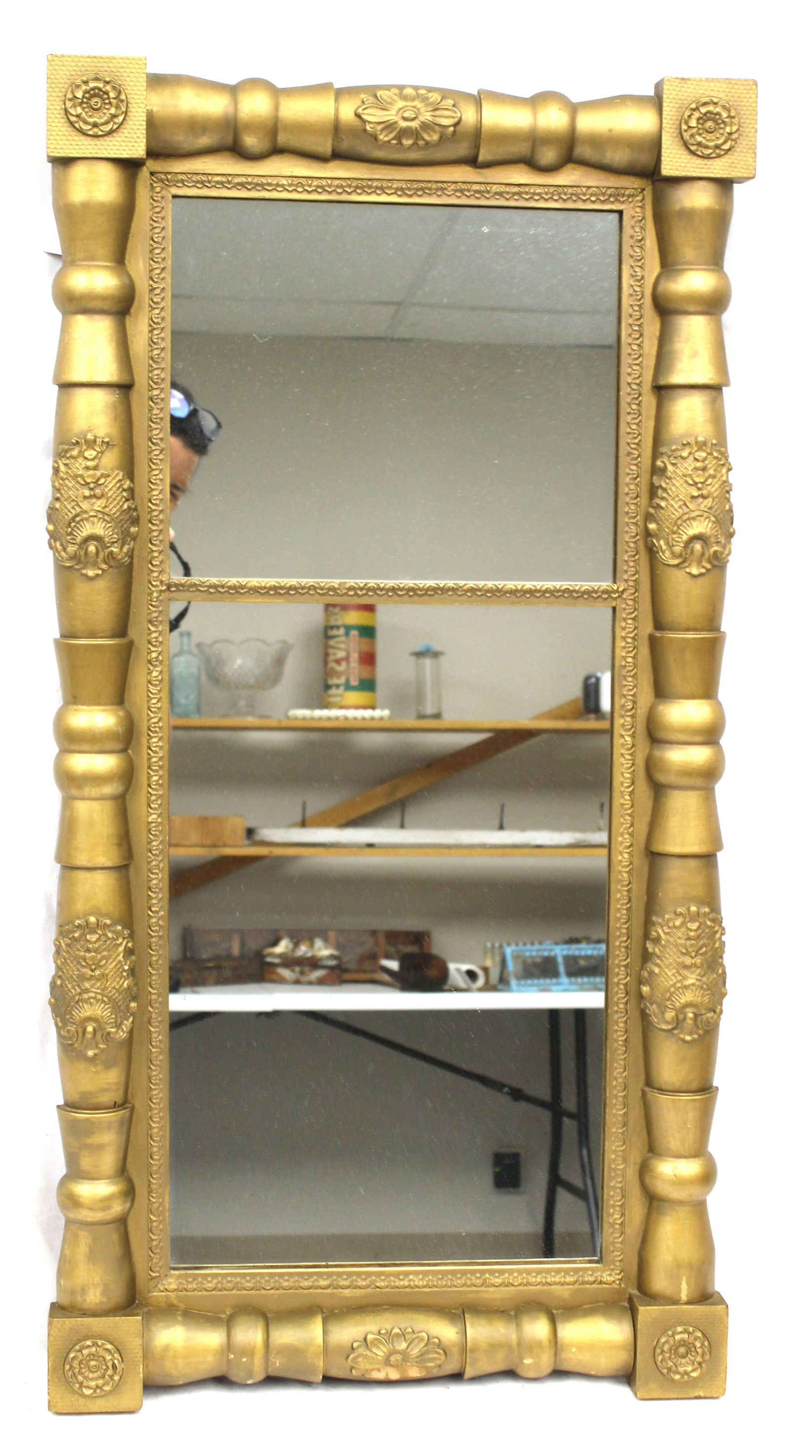 Antique Sheraton gilt/gold mirror - 33"x16" (1 of 6)