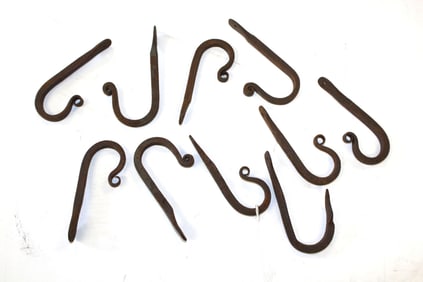 Set of 10 forged iron hangers/hooks - 3 1/2"