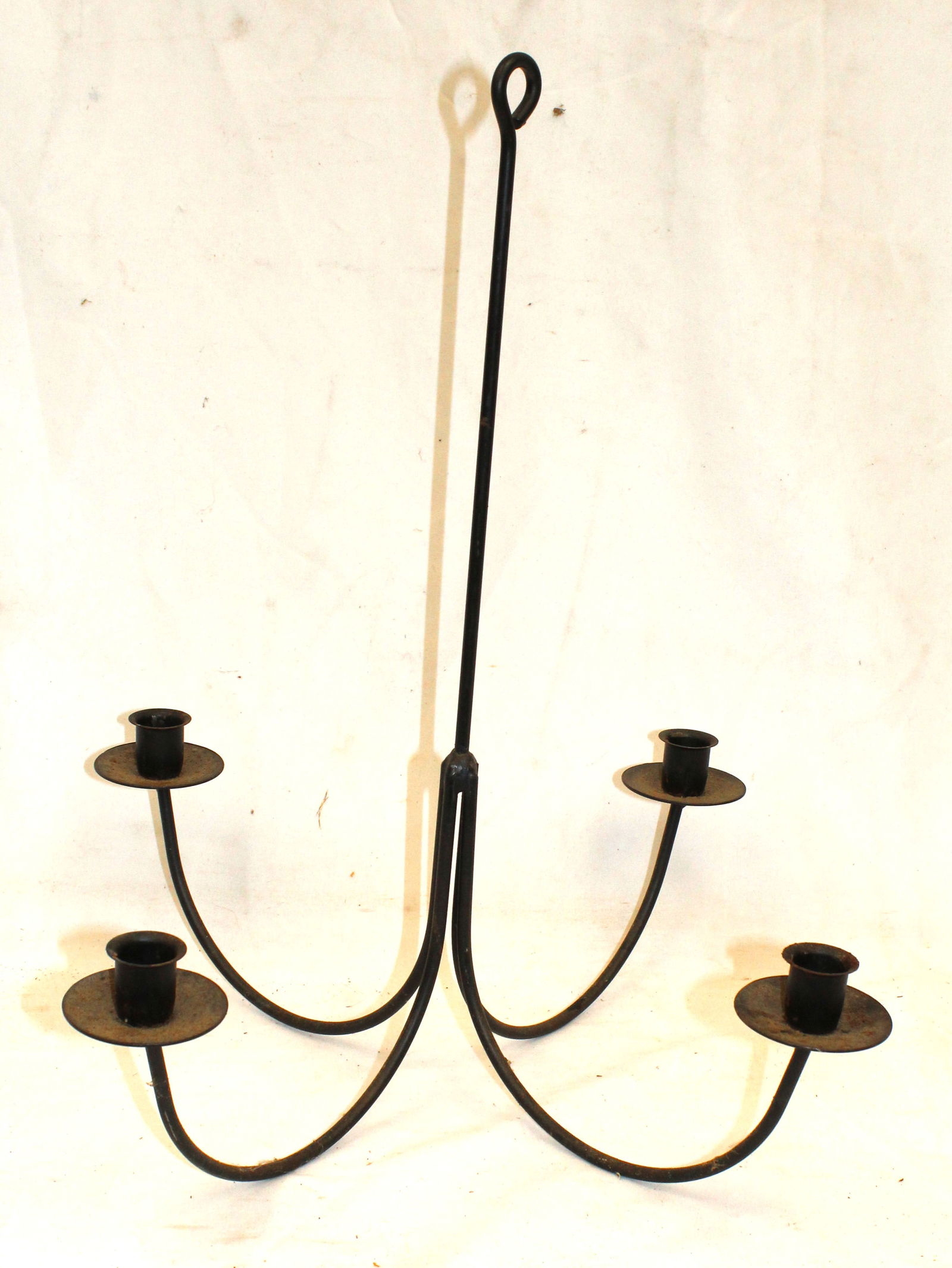 Antique 4 arm iron candle chandelier - 18 1/2"x17" (1 of 5)