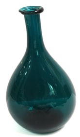 Antique teal blown glass bottle - 9"