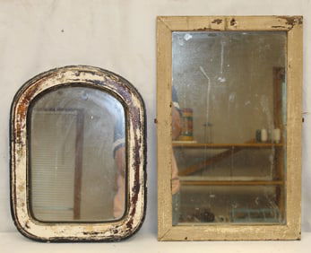 Lot of 2 wooden painted framed mirrors - 18"x13" & 23"x14"