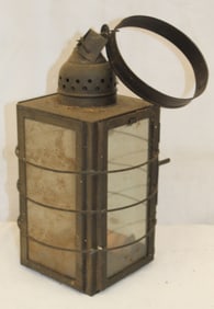 Antique glass & tin lantern - electrified - 19"