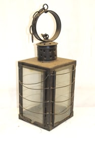 Antique glass & tin lantern - 11"