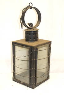 Antique glass & tin lantern  - 11": Antique glass & tin lantern - 11"