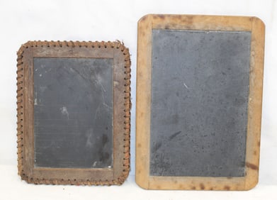 Lot of 2 antique wooden framed school slates - 9"x7" & 11"x8"
