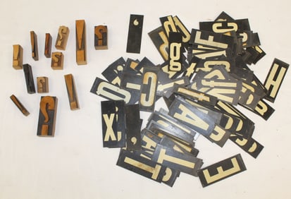 Lot of print blocks & metal sign letters