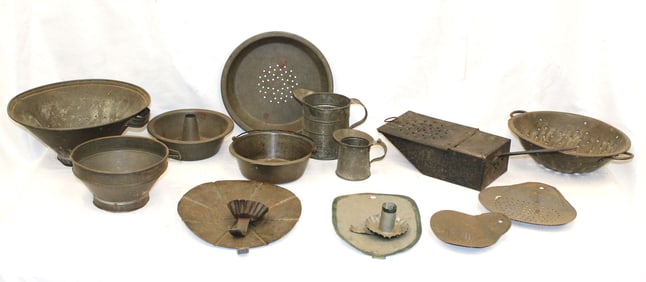 Large lot of tin kitchen implements