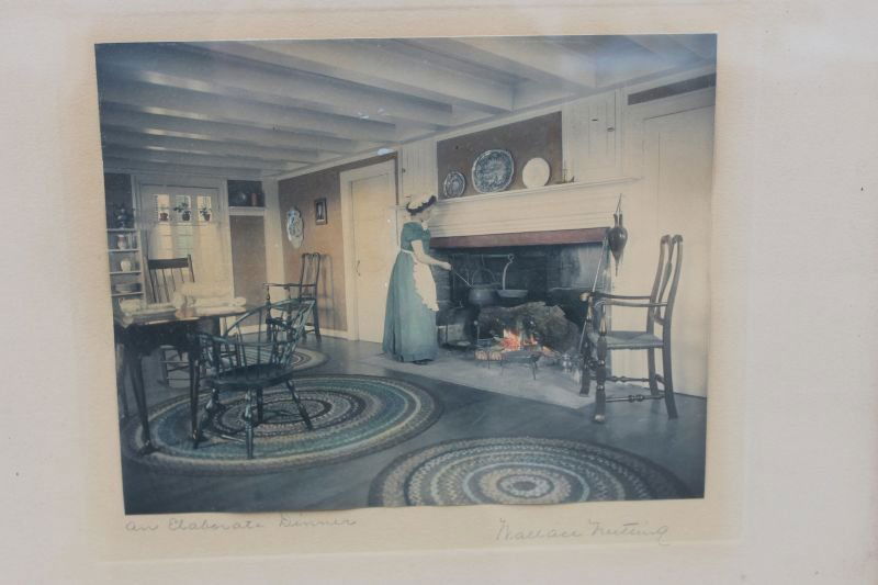 lot of 2 Wallace Nutting interiors "Filling the Oven" 4: lot of 2 Wallace Nutting interiors "Filling the Oven" 4 1/2" x 6 1/2" image size & "An Elaborate Dinner" 7 1/2" x 9 1/2" image size