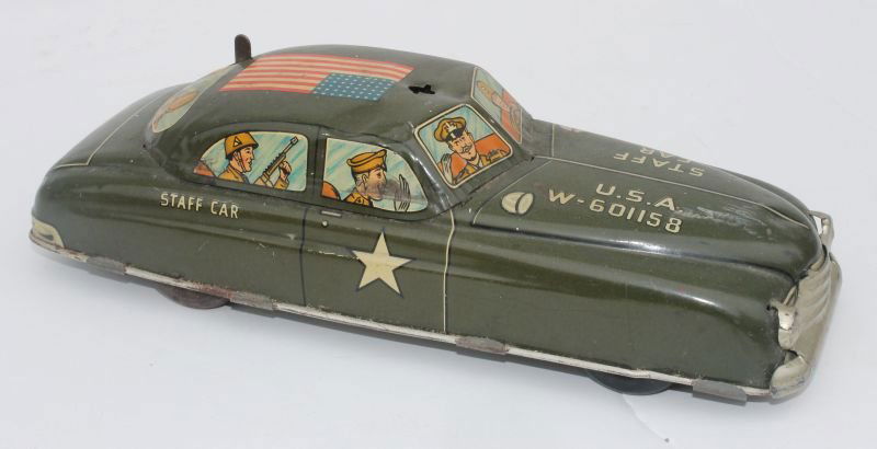 Marx tin wind up military "Staff Car" - working - 11" l: Marx tin wind up military "Staff Car" - working - 11" long